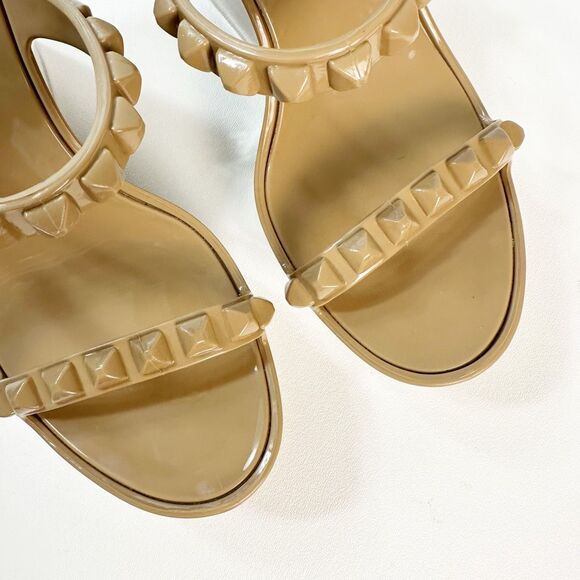 CARMEN SOL Tonino Slide Wedge Heels Size 38 US 8 Beige Platform Studded Jelly - Picture 6 of 12